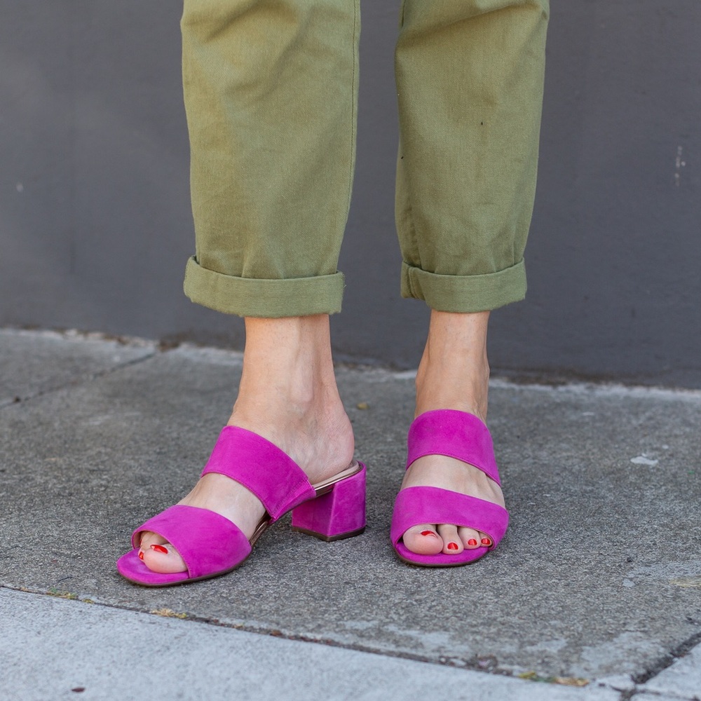 Rockport hot pink suede slides sandals sz 8.5